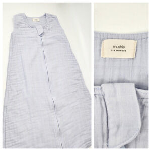 Mushie Organic Cotton Muslin Baby Sack Sleeping Bag Blue 0-6 Months Swaddle